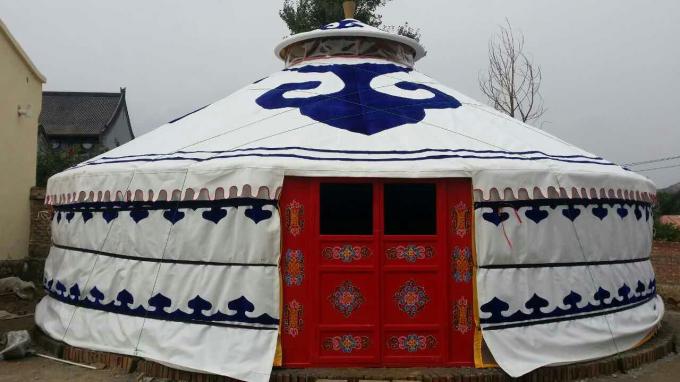 宿泊施設のために防水白100%木フレームのモンゴル人のYurtのテント